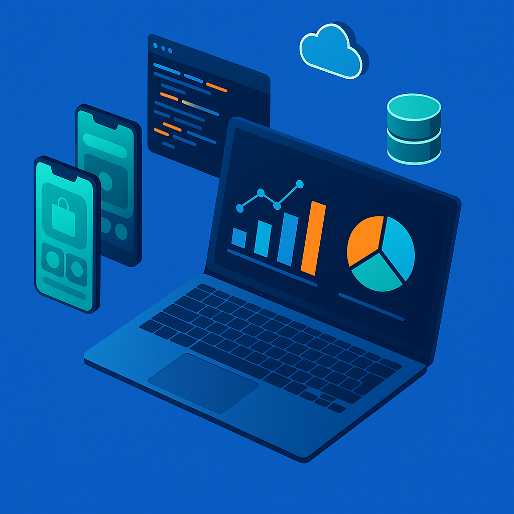 Ilustração desenvolvimento de apps e web